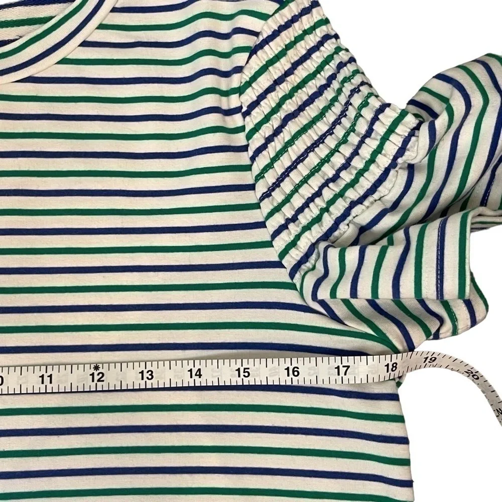 Euc Anthropologie women’s top, striped, blue/green/white, size medium. - Picture 7 of 8